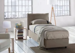 Letto singolo contenitore tortora 105x215cm materasso incluso - Richilde
