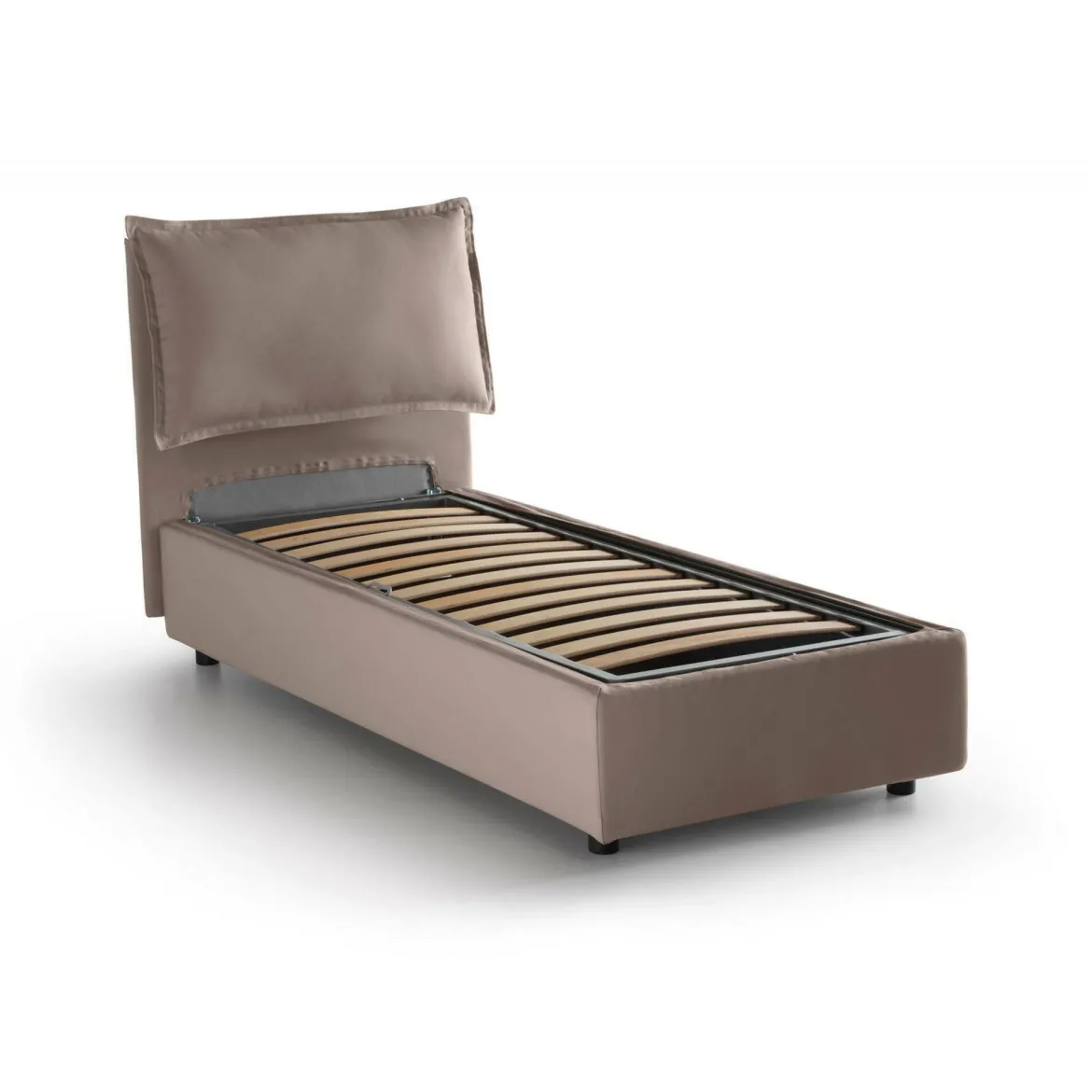 Letto singolo contenitore tortora 105x215cm materasso incluso - Richilde