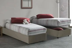 Letto singolo contenitore tortora 105x215cm rivestimento in tessuto - Aribal