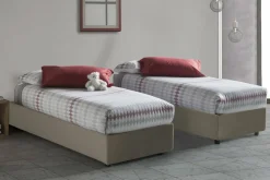 Letto singolo contenitore tortora 105x215cm rivestimento in tessuto - Aribal
