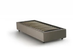 Letto singolo contenitore tortora 105x215cm rivestimento in tessuto - Aribal