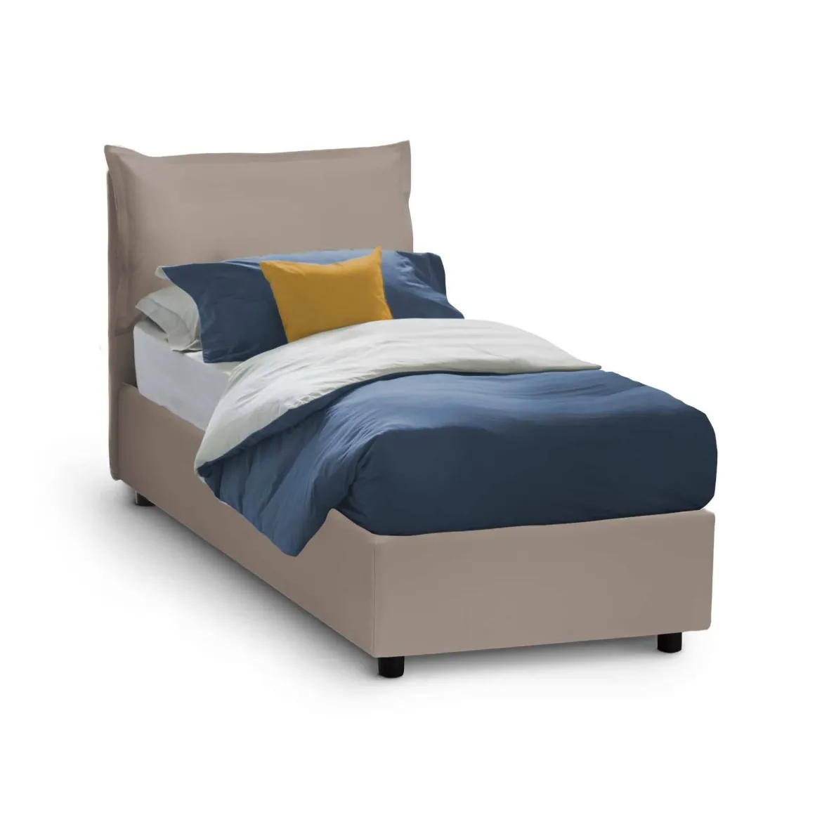 Letto singolo contenitore tortora 95x205cm Made in Italy - Alarita