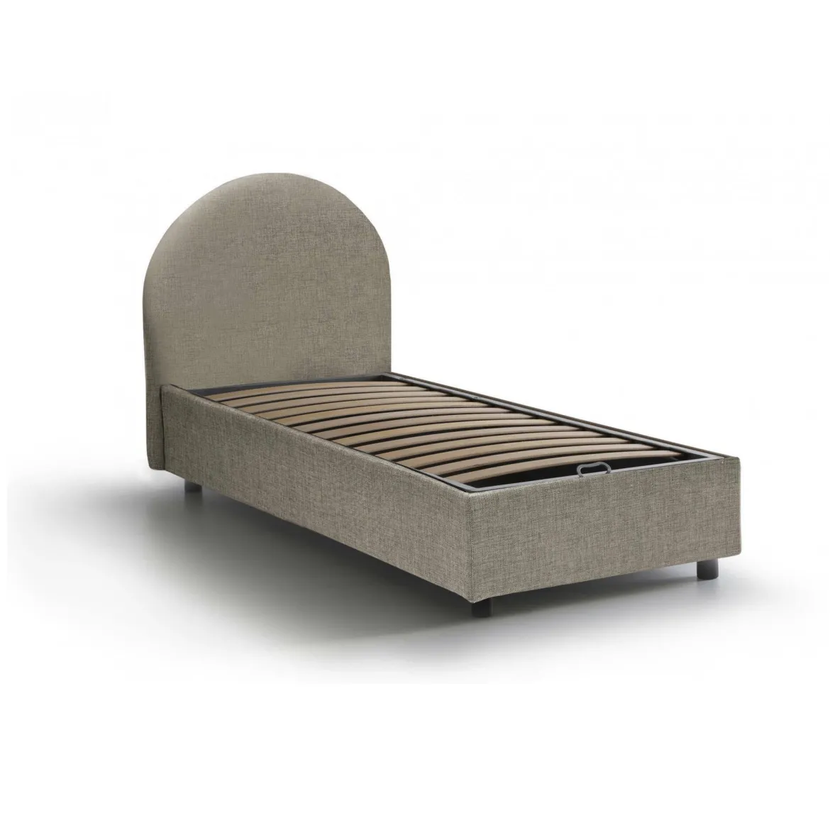 Letto singolo contenitore tortora 95x205cm adatto per materasso 80x190 cm - Ildegarda