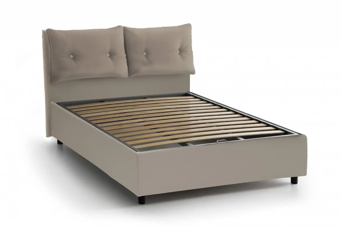 Letto singolo contenitore tortora 95x205cm adatto per materasso 80x190 cm - Ildegarda