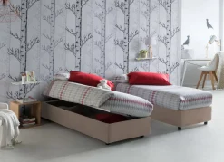 Letto singolo contenitore tortora 95x205cm moderno - Arcisate