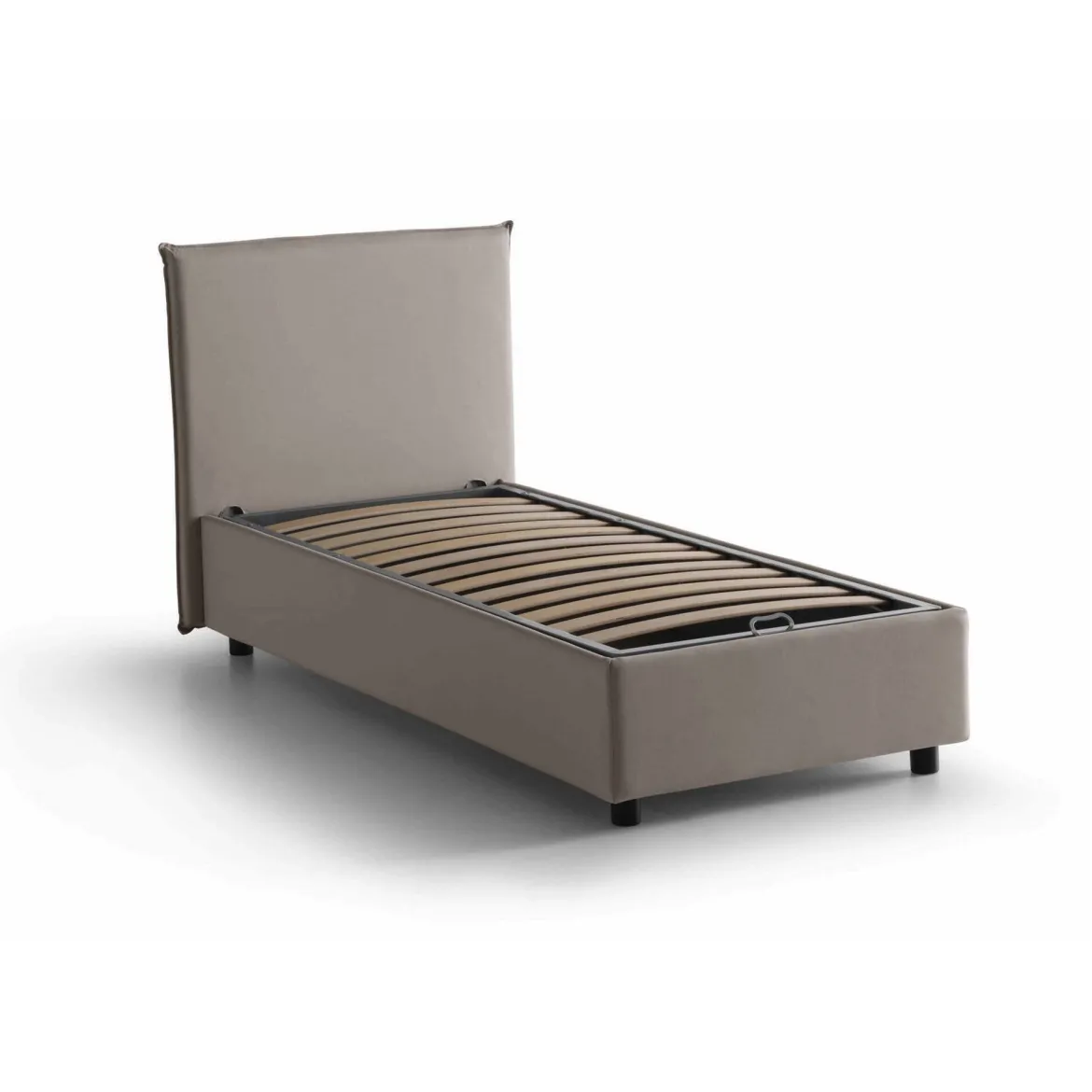 Letto singolo contenitore tortora 95x215cm rete inclusa - Azzurrino