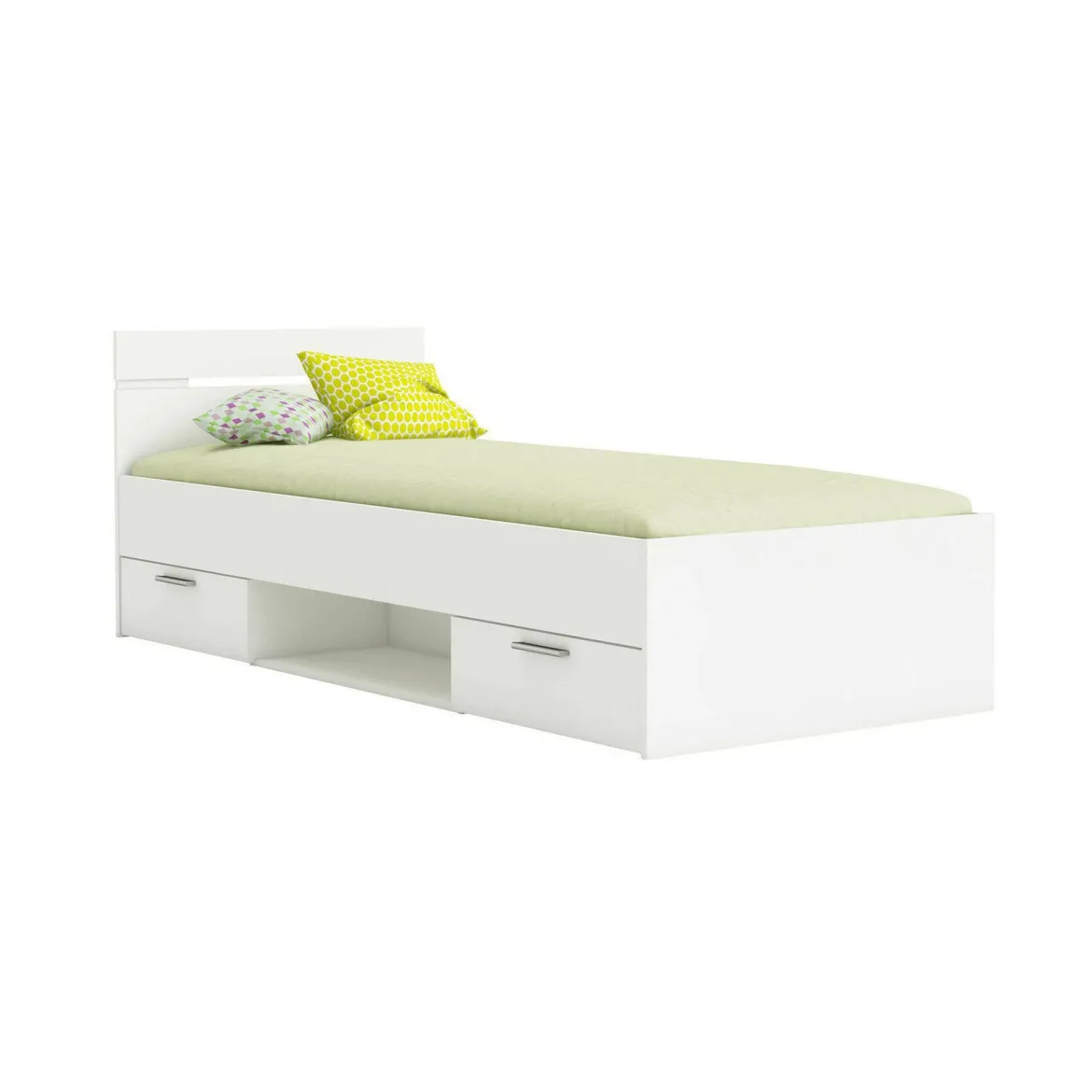Letto singolo economico bianco opaco 94x204cm adatto per materasso 200x90 cm - Zone