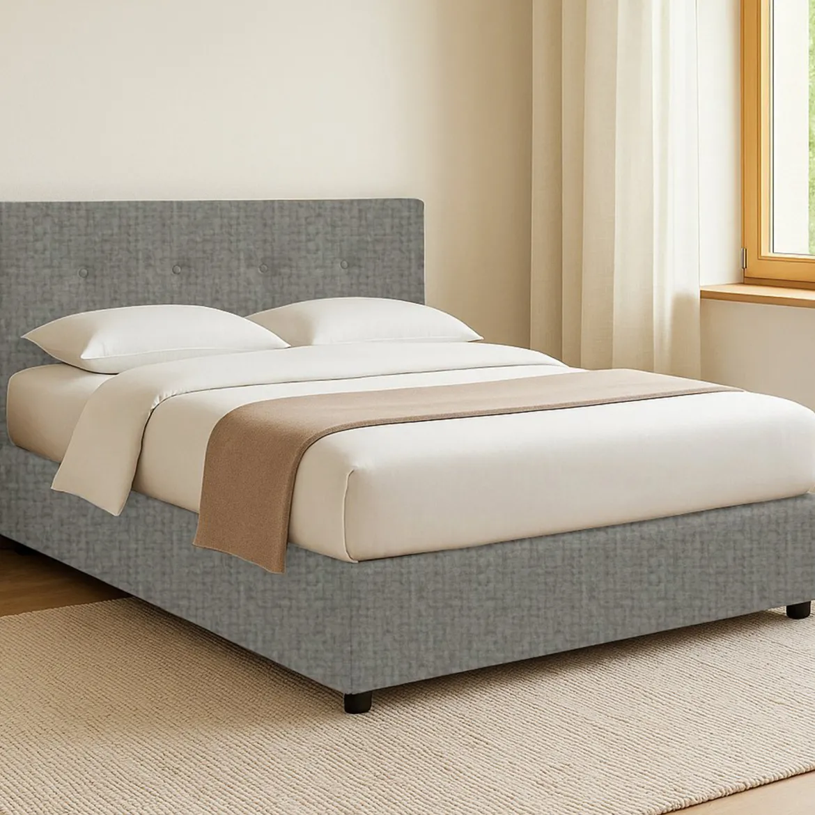 Letto Singolo Grigio Cenere Sfoderabile Contenitore, Dimensione Materasso 90x190 cm - Fiumalbo