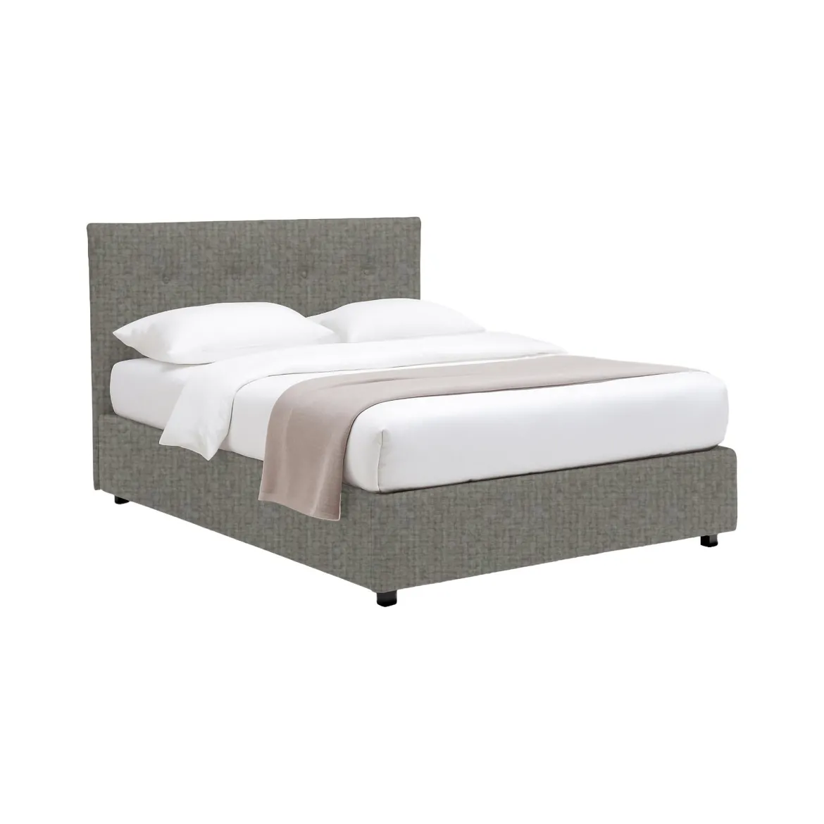 Letto Singolo Grigio Cenere Sfoderabile Contenitore, Dimensione Materasso 90x190 cm - Fiumalbo