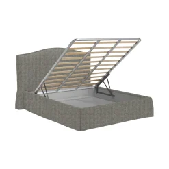 Letto Singolo Grigio Cenere Sfoderabile Contenitore, Dimensione Materasso 90x190 cm - Quisquina