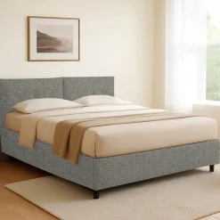 Letto Singolo Grigio Cenere Sfoderabile Contenitore, Dimensione Materasso 90x190 cm - Stazzano