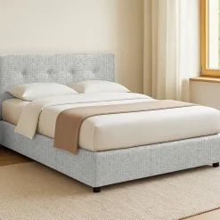 Letto Singolo Grigio Chiaro Sfoderabile Contenitore, Dimensione Materasso 90x190 cm - Fiumalbo