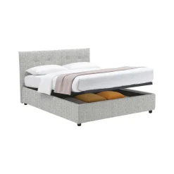 Letto Singolo Grigio Chiaro Sfoderabile Contenitore, Dimensione Materasso 90x190 cm - Fiumalbo