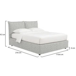 Letto Singolo Grigio Chiaro Sfoderabile Contenitore, Dimensione Materasso 90x190 cm - Sinio