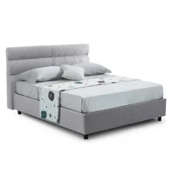 Letto Singolo Grigio Materasso Incluso Sfoderabile, Contenitore Made in Italy - Adalpina