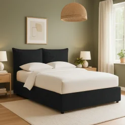 Letto Singolo Grigio Scuro Sfoderabile Contenitore, Dimensione Materasso 90x190 cm - Rosora