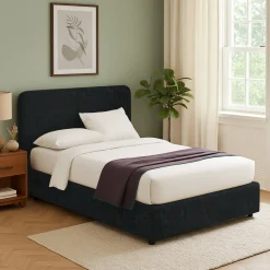 Letto Singolo Grigio Scuro Sfoderabile Contenitore, Dimensione Materasso 90x200 cm - Serrone