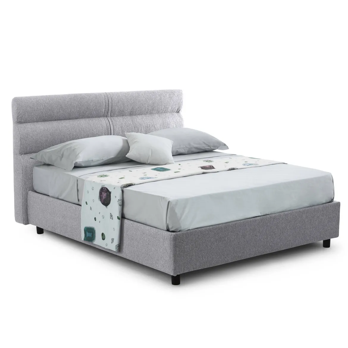 Letto Singolo Grigio Sfoderabile Contenitore, Dimensione Materasso 80x190 cm Made in Italy - Brez