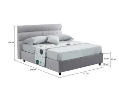 Letto Singolo Grigio Sfoderabile Contenitore, Dimensione Materasso 80x190 cm Made in Italy - Brez