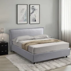 Letto Singolo Grigio Sfoderabile Contenitore, Dimensione Materasso 80x200 cm Made in Italy - Brenta