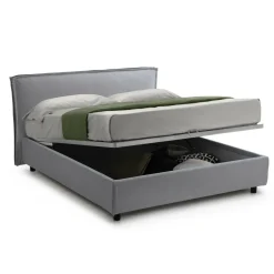Letto Singolo Grigio Sfoderabile Contenitore, Dimensione Materasso 80x200 cm Made in Italy - Brenta