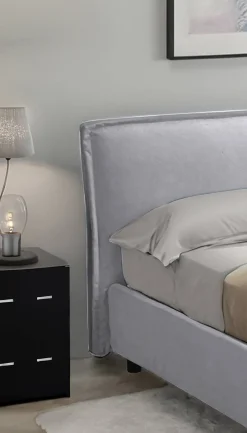 Letto Singolo Grigio Sfoderabile Contenitore, Dimensione Materasso 80x200 cm Made in Italy - Brenta
