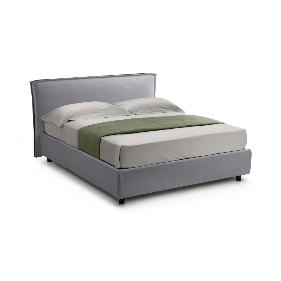 Letto Singolo Grigio Sfoderabile Contenitore, Dimensione Materasso 90x190 cm - Fiumalbo