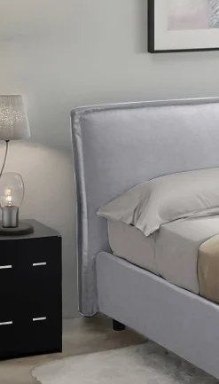 Letto Singolo Grigio Sfoderabile Contenitore, Dimensione Materasso 90x190 cm - Fiumalbo