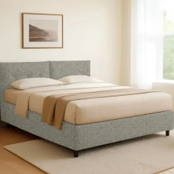 Letto Singolo Grigio Sfoderabile Contenitore, Dimensione Materasso 90x190 cm - Supino