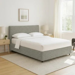 Letto Singolo Grigio Sfoderabile Contenitore, Dimensione Materasso 90x200 cm - Cerzeto