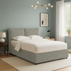 Letto Singolo Grigio Sfoderabile Contenitore, Dimensione Materasso 90x200 cm - Maccagno