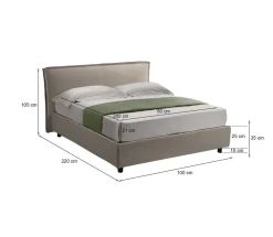 Letto Singolo Grigio Tortora Materasso Incluso Sfoderabile, Contenitore Made in Italy - Atrelmo