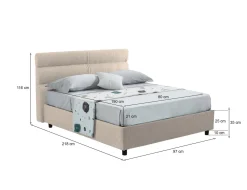 Letto Singolo Grigio Tortora Materasso Incluso Sfoderabile, Contenitore Made in Italy - Brendola