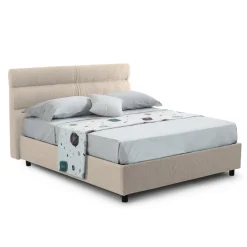 Letto Singolo Grigio Tortora Sfoderabile Contenitore, Dimensione Materasso 80x200 cm Made in Italy - Brenta