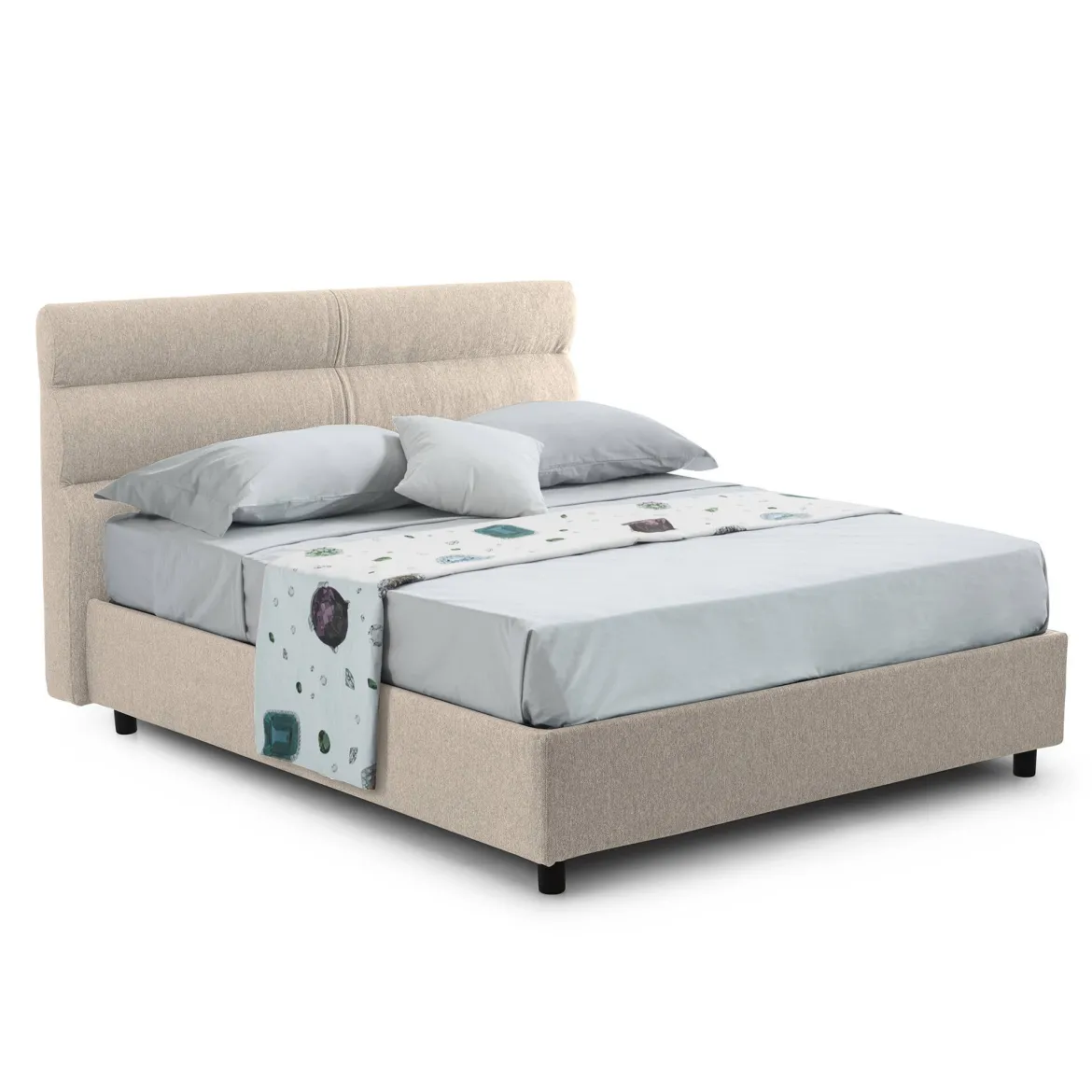Letto Singolo Grigio Tortora Sfoderabile Contenitore, Dimensione Materasso 80x200 cm Made in Italy - Brenta