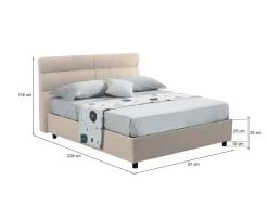 Letto Singolo Grigio Tortora Sfoderabile Contenitore, Dimensione Materasso 80x200 cm Made in Italy - Brenta