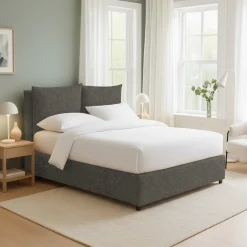 Letto Singolo Grigio Tortora Sfoderabile Contenitore, Dimensione Materasso 90x190 cm - Ripi