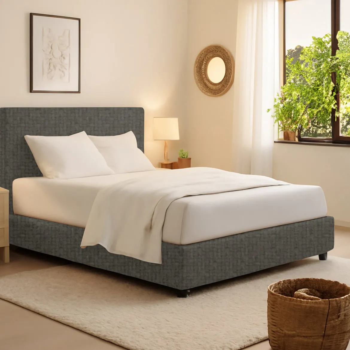 Letto Singolo Grigio Tortora Sfoderabile Contenitore, Dimensione Materasso 90x200 cm - Lapedona