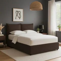 Letto Singolo Marrone Sfoderabile Contenitore, Dimensione Materasso 90x190 cm - Rosora