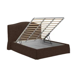 Letto Singolo Marrone Sfoderabile Contenitore, Dimensione Materasso 90x200 cm - Iudica