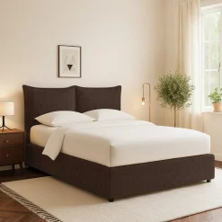 Letto Singolo Marrone Sfoderabile Contenitore, Dimensione Materasso 90x200 cm - Lapedona