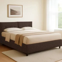 Letto Singolo Marrone Sfoderabile Contenitore, Dimensione Materasso 90x200 cm - Nocara