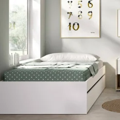 Letto singolo moderno bianco 194x95cm adatto per materasso 90x190 cm - Neki