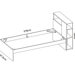 Letto singolo moderno bianco e rovere 194x146cm adatto per materasso 90x190 cm - Guillermo