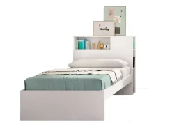 Letto singolo moderno bianco e rovere 194x146cm adatto per materasso 90x190 cm - Guillermo