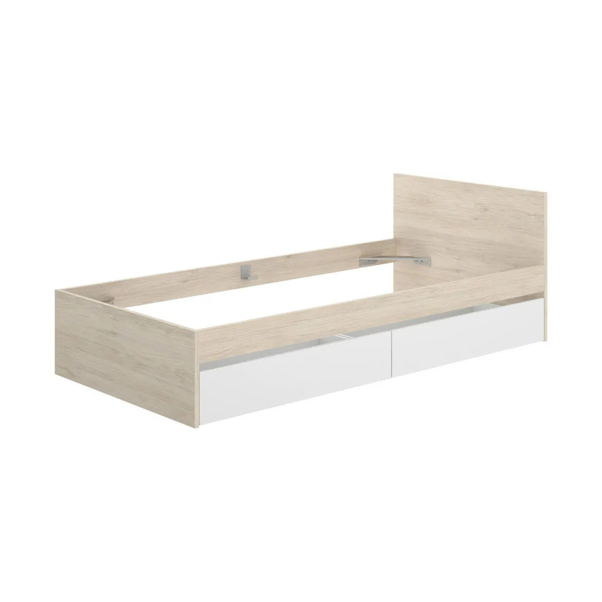 Letto singolo moderno bianco e rovere 194x95cm adatto per materasso 90x190 cm - Pakhar