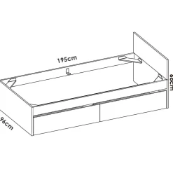 Letto singolo moderno bianco e rovere 194x95cm adatto per materasso 90x190 cm - Pakhar