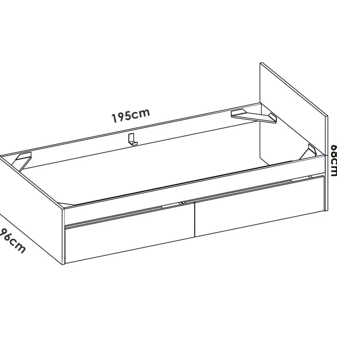Letto singolo moderno bianco e rovere 194x95cm adatto per materasso 90x190 cm - Pakhar