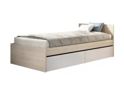 Letto singolo moderno bianco e rovere 194x95cm adatto per materasso 90x190 cm - Pakhar