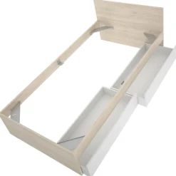 Letto singolo moderno bianco e rovere 194x95cm adatto per materasso 90x190 cm - Pakhar